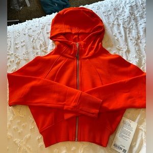 NWT orange/red lululemon cropped zip up hoodie, 6